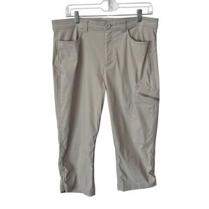 Eddie Bauer Rainier Capri Pants Womens 14 Tan Khaki Hiking Outdoor 1258037